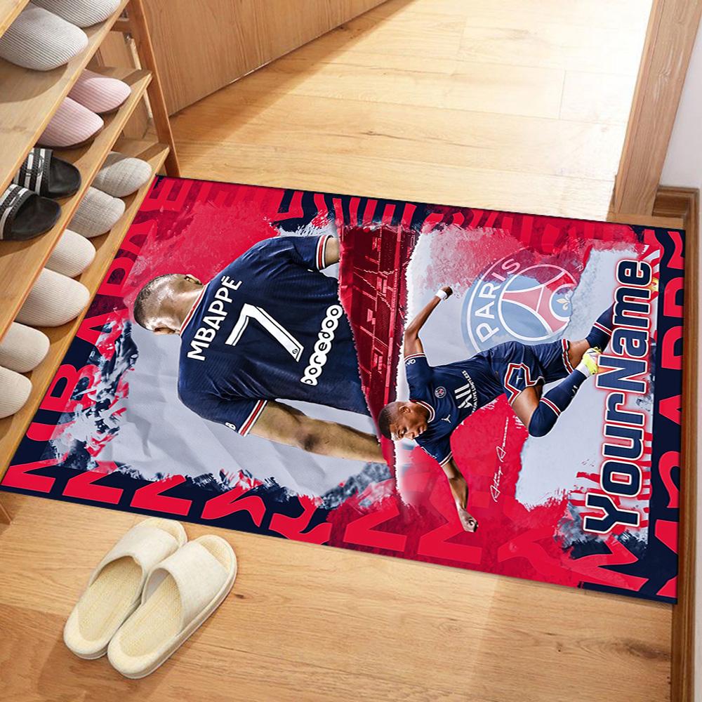 Mbappe 180 Personalized Name Floor Mat Design for Balcony Dining Room Bedrooms Entryway Anti-slip Rug Decorate Offices Birthday/Christmas Gift