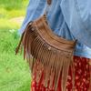 Винтажная этническая универсальная сумка на плечо с бахромой 2025 осень новая женская сумка большая вместимость простая модная сумка-мессенджер