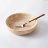 European Style Beige Travertine Stone Serving Tray Round Decorative Fruit Dish Storage Plate Kitchen Dining Table