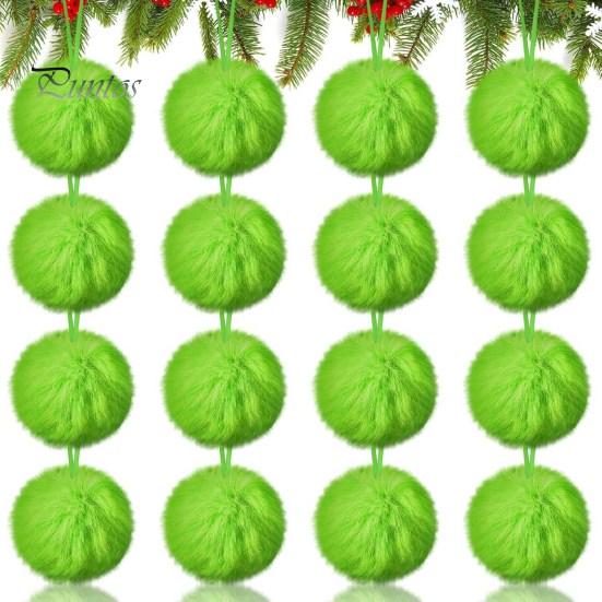 12/16 шт. Рождественские подвесные украшения 6 см зеленые пушистые шарики бант декор легкий многоразовый елочный кулон праздничный декор подарки