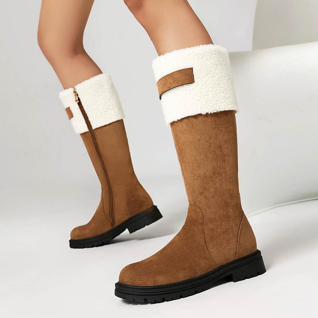 Krazing Po Flock Fur Keep Warm Winter Round To Western Boots Size 44 Size 48 Size 47 Chunky Heels Knee Boots