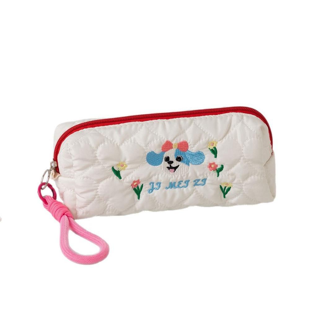Large Capacity Pencil Pouch Embroidered Dog Student Stationery Bag Puppy Cosmetic Bag Student
