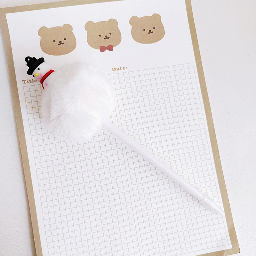 Плюшевая шариковая ручка Санта-Клауса, разноцветные рождественские плюшевые ручки, школьные принадлежности