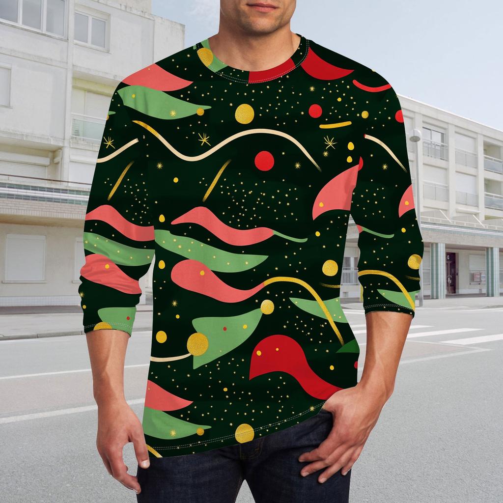 Men's T Shirt O-Neck Clothing Apparel Outdoor Long Sleeve Print Fashion Designer Vintage