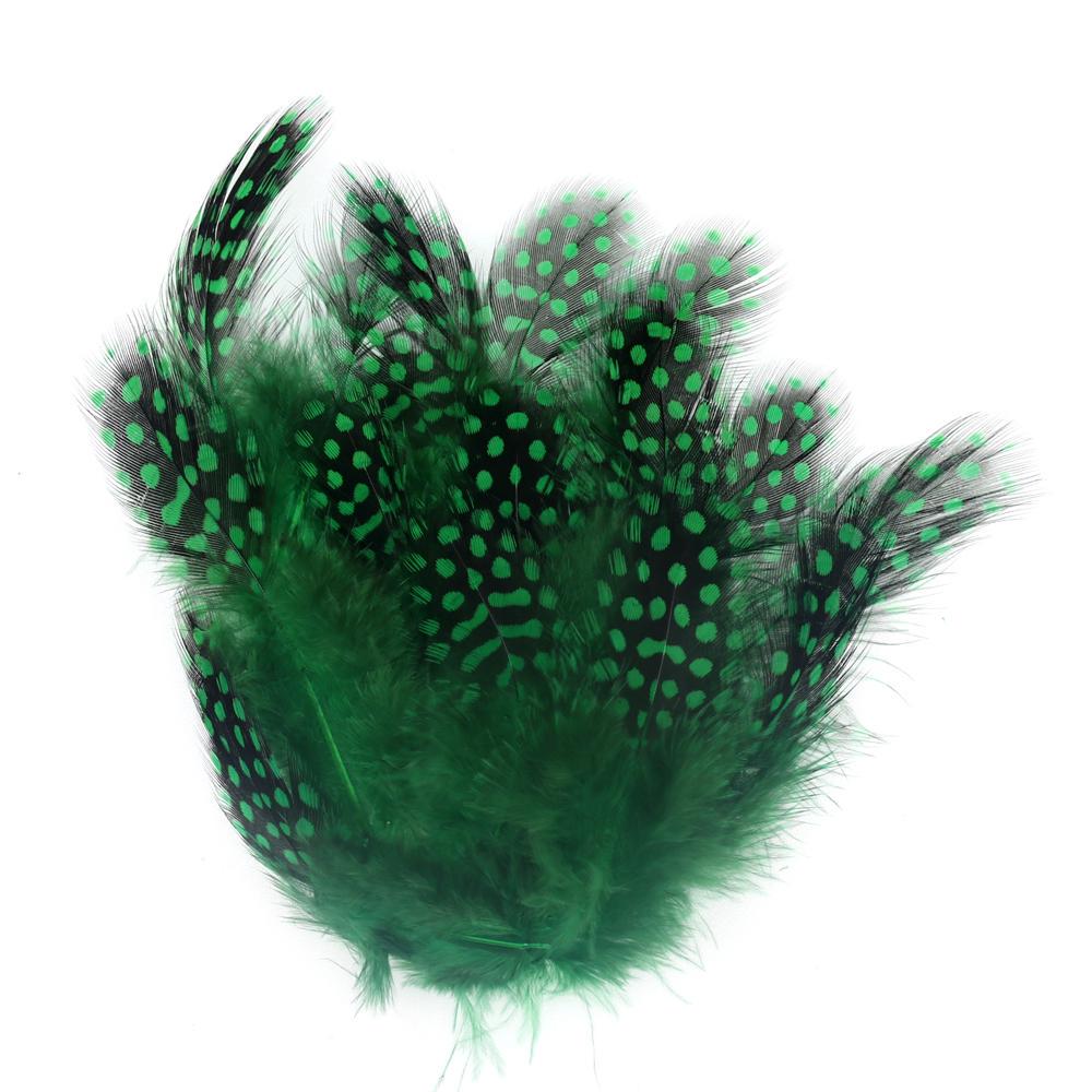 50pcs/Pack Colored Guinea Feather for Fly Tying Dotted Hackle Collars Tailing Wingcases and Cheeks Tube Fly Tying Material