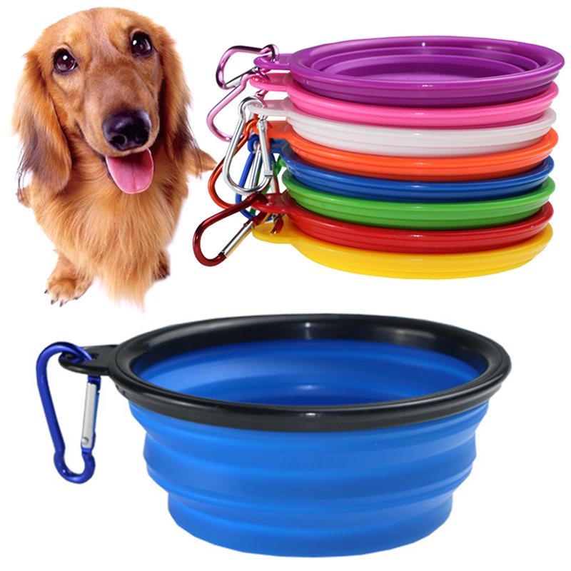 Folding Silicone Dog Bowl Outfit Portable Travel Bowl For Dog Feeder Utensils Pet Accessories KTY