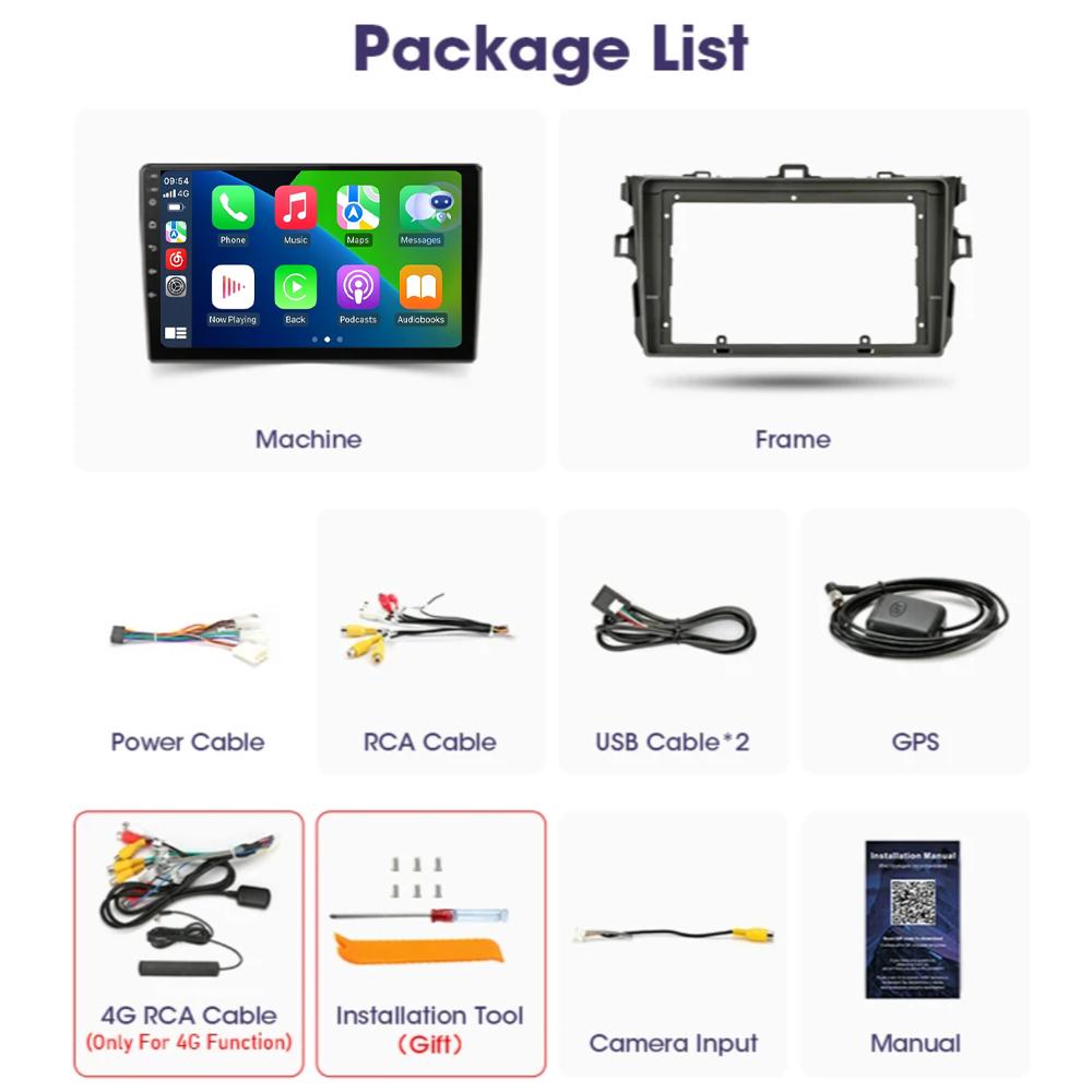 Android 14 Автомобильное радио для Toyota Corolla 10 E140 E150 2006 - 2013 Мультимедиа Видео Плеер Навигация Стерео GPS Нет 2din 2 din d