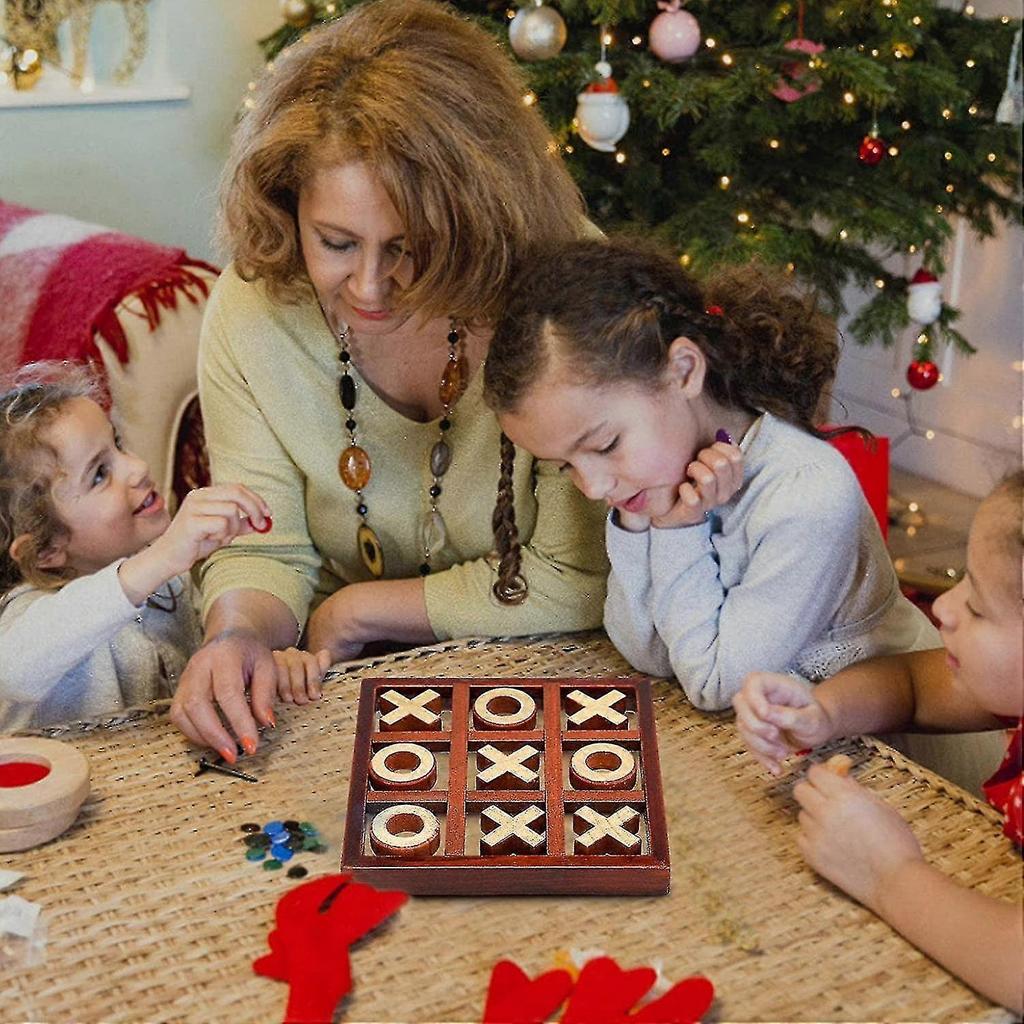 Classic Tic-tac-toe Game, Wooden Family Board Game Set Noughts And Crosses Game, Handmade Family Board Game Toy, Wooden Playing And Board For Children