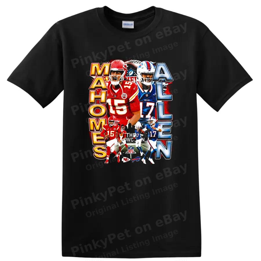 Mahomes Allen Football T Shirt Chiefs Bills Rivalry Action Tee