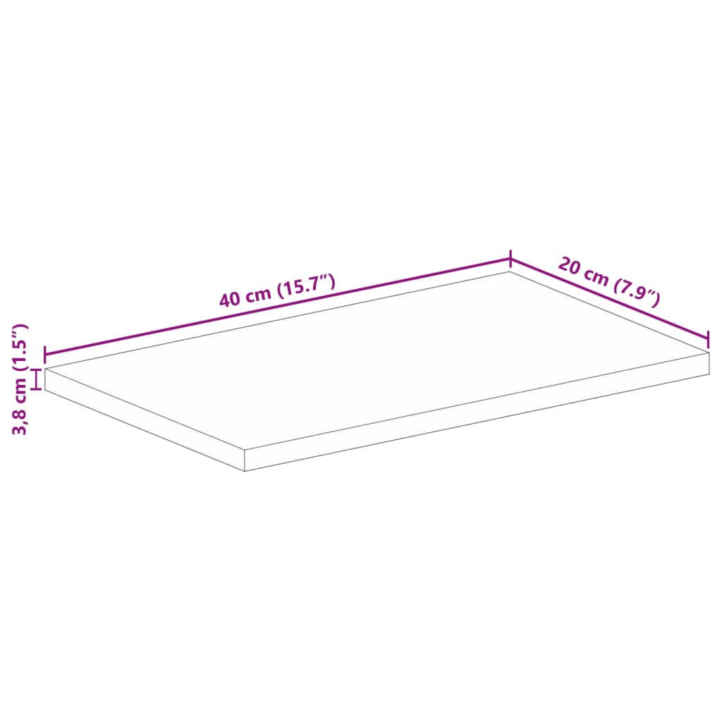 Tabletop 40x20x3.8 cm Rectangular Solid Reclaimed Wood