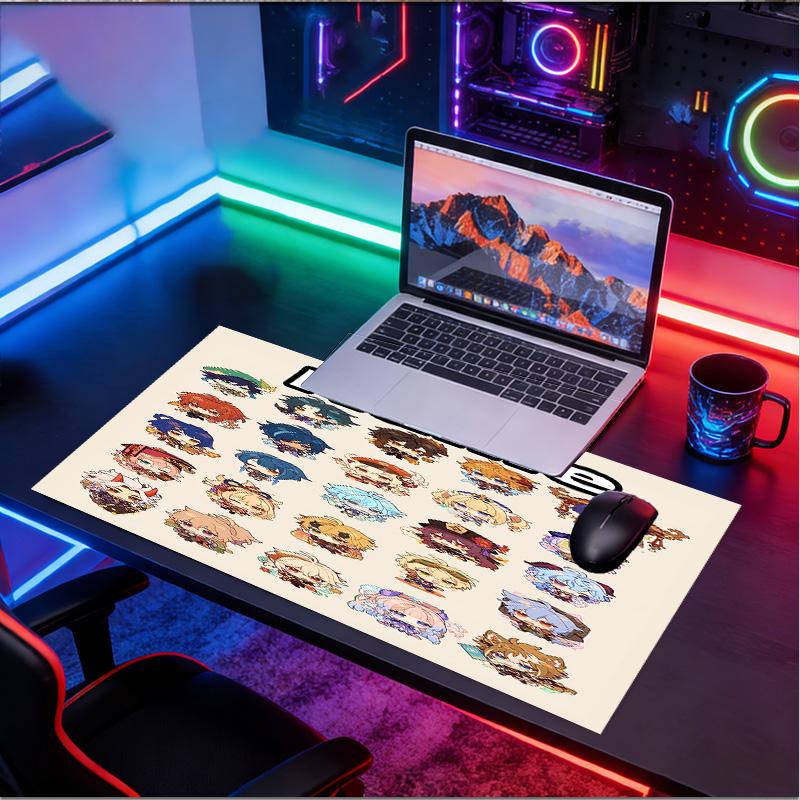 Custom Name Personalized Genshin Impact Pattern Mousepad, Laptop PC Desk Mat, Decorative Desk Mat for Home Keyboard Pad Gift