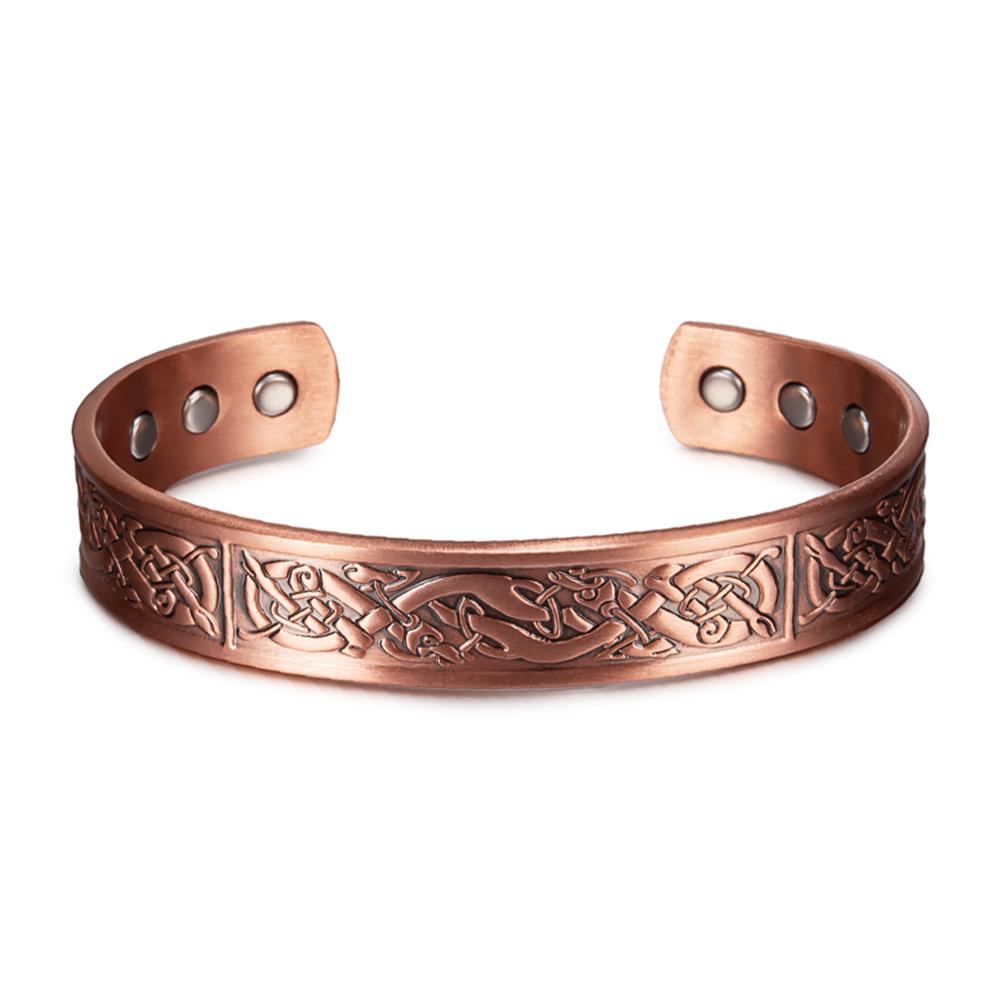 Ikuinen Viking браслет из чистой меди, мужские регулируемые манжеты, энергетический магнитный браслет, браслет, браслет для здоровья, мужские браслеты с узлом