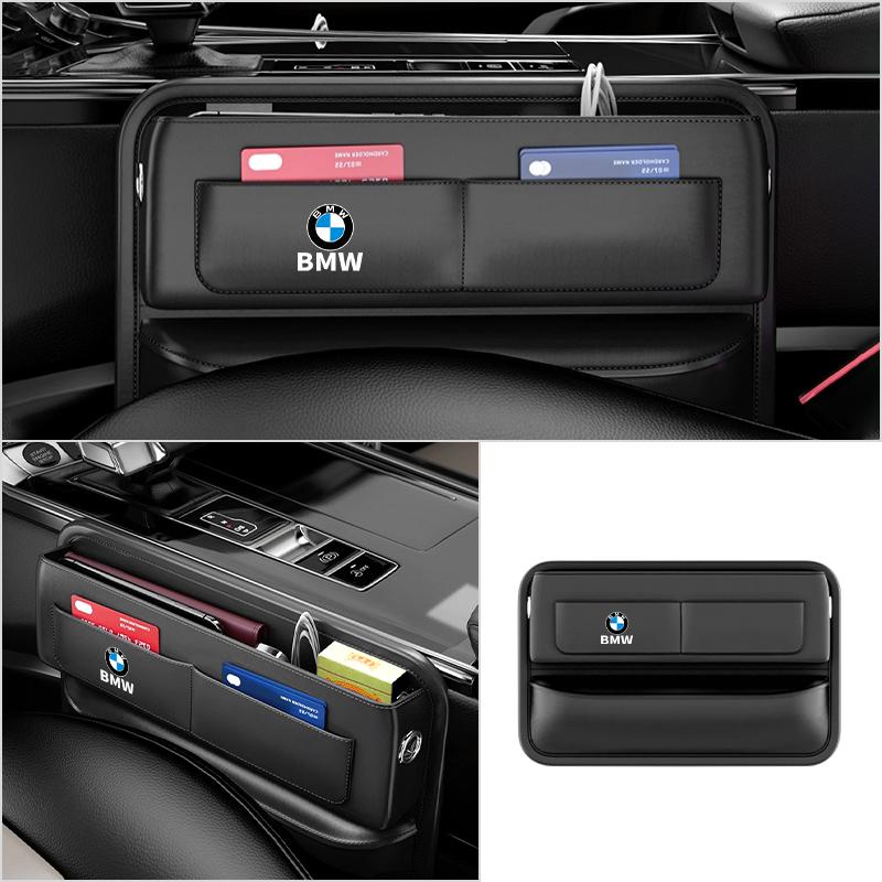 BAGW4 2026 Car Sticker Car Seat Gap Storage Box Leather Crevice Side Pocket Wallet For BMW E90 E91 E60 E61 F10 F07 E63 E64 F12 F13 G30