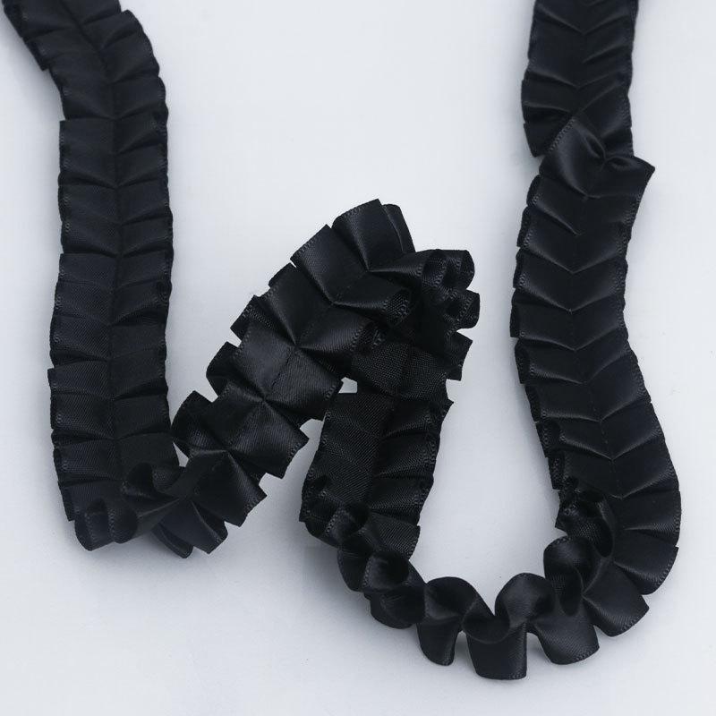 Elegant Multifunction 2.5cm Wide Ruffled Ribbon Polyester Ribbon Ruffled Lolita Headdress Clothing Design Diy Lace Accessories Home Decoration