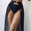 2024 Women's High Waist Swim Skirt and Cardigan Bikini Set - European and American Style