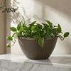 Indoor Outdoor Plant Pot Resin Flower Planters, Vintage with Drainage Hole & Saucer, Lightweight Large Flowerpot for Outdoor, Retro Imitation