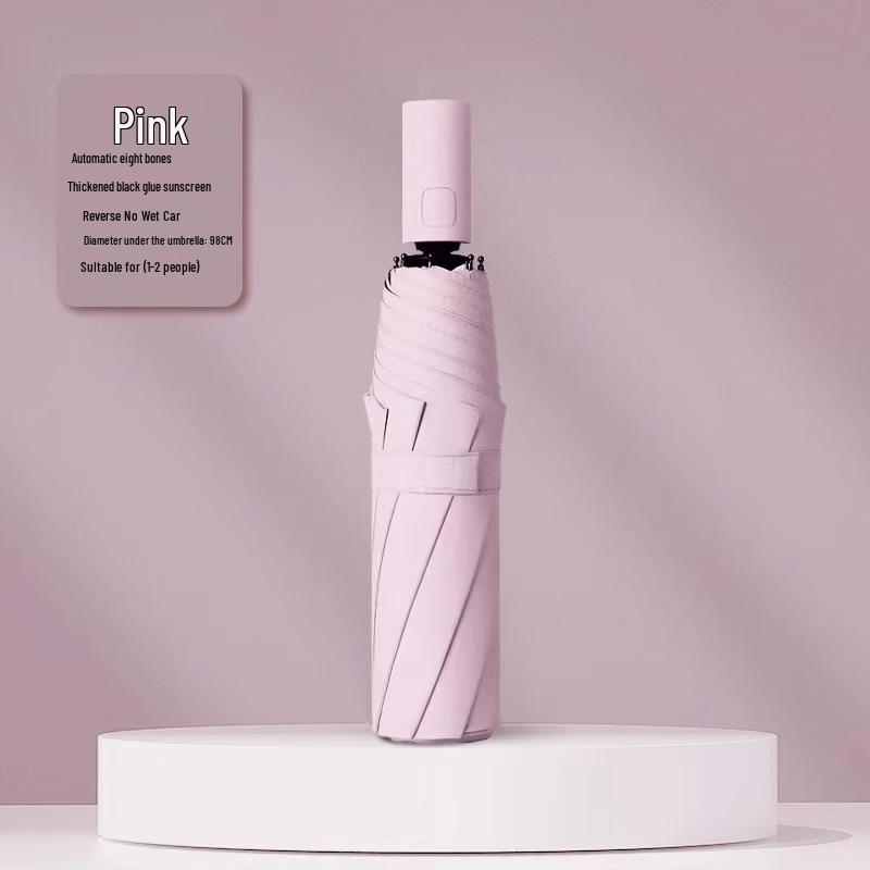 Полностью автоматический трехслойный зонт с черным клеем и защитой от УФ-лучей с логотипом для дождя или солнца