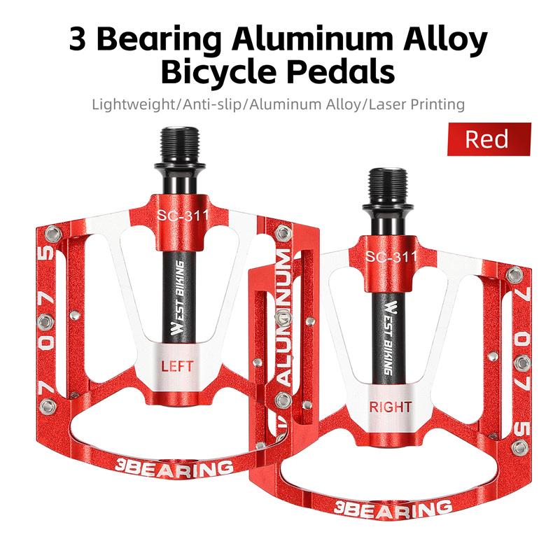WEST BIKING 3 Подшипника Велосипедная Педаль CNC Алюминиевый Сплав Противоскользящая MTB Дорожный Велосипед Педаль Расширенные Педали Профессиональные Велосипедные Аксессуары