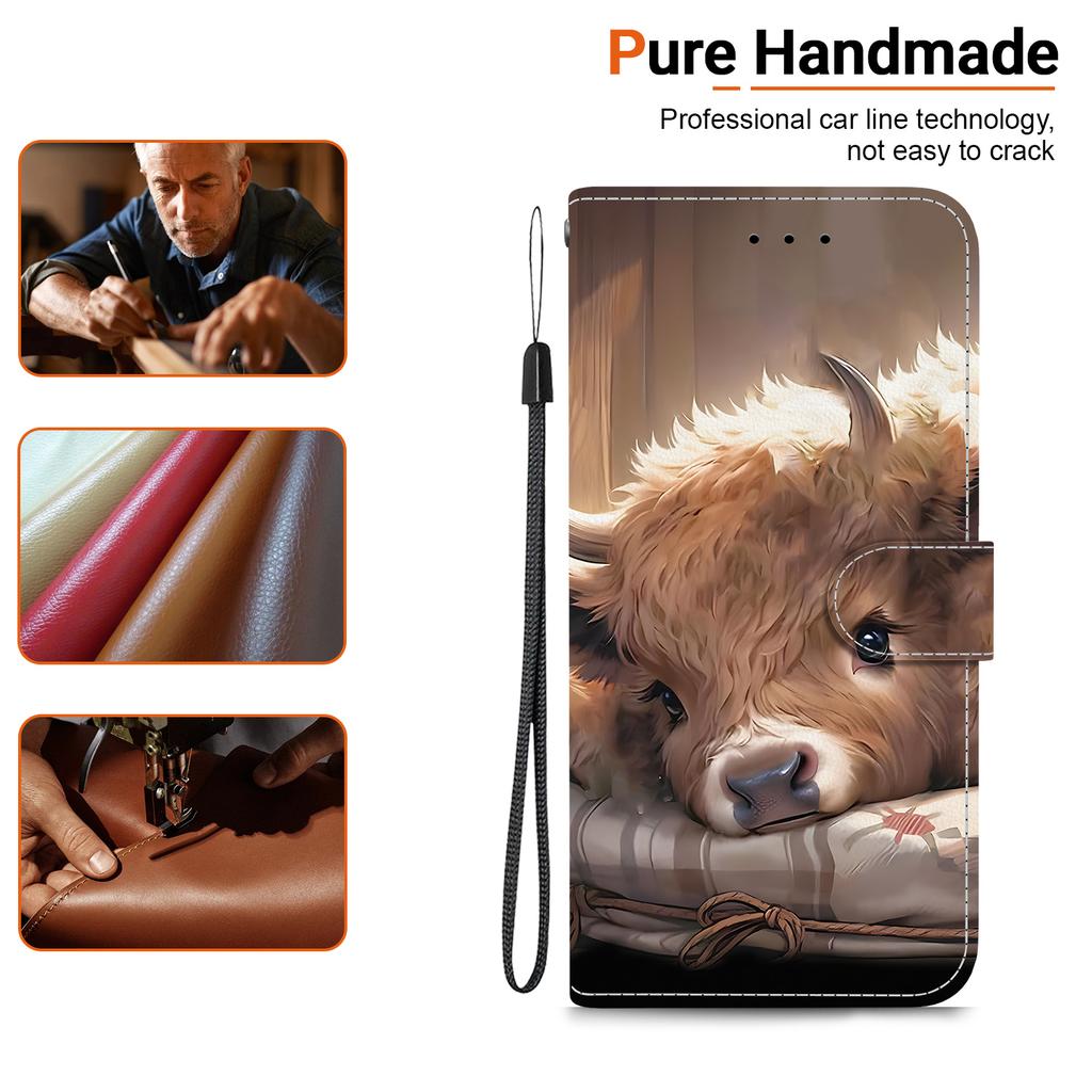 Для Honor 400 Pro 5G (Глобальный) Кожаный чехол-подставка-кошелек с принтом и ремешком на запястье