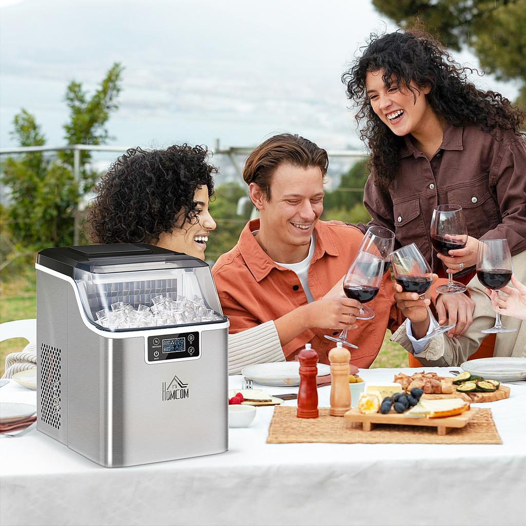 3.2L Compact Ice Machine, with LCD Screen and Accessories - Silver-Tone