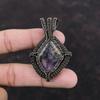 Кулон из драгоценного камня аметист 23, медная проволока, обернутая в кулон, уникальное медное ювелирное изделие, элегантный кулон, ручная работа, проволочное ювелирное изделие для подарка