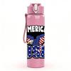 1PC America USA Eagle Flag Badge Print 750ml Color Plastic Sports Water Bottle Leakproof Flip Straw Lid Suitable for Sports Office Home Use