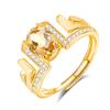 S925 Sterling Silver Adjustable Ring for Women Natural Crystal Stone Inlaid European American Style Jewelry Gift