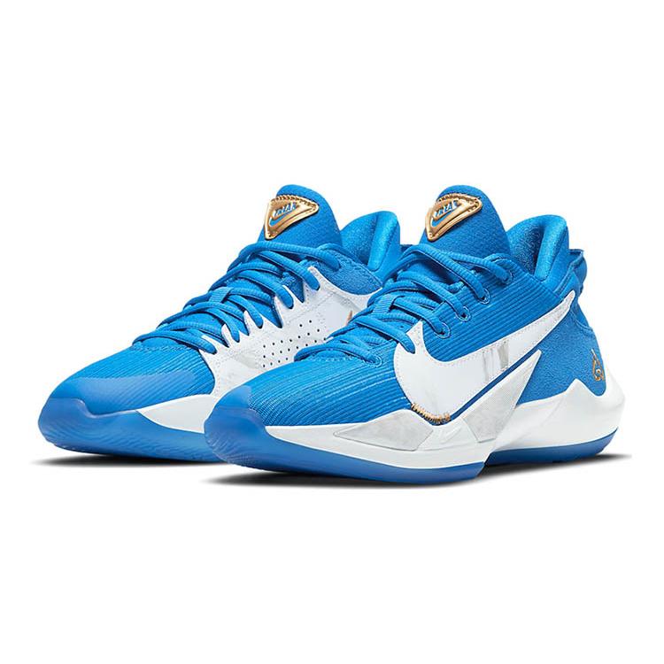 Nike Freak 2 'Signal Blue' Готовые к игре Низкие Баскетбольные Кроссовки Белые Синие Подростковые CZ4177-408