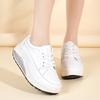 Женские кроссовки с увеличением роста Белые кожаные на платформе Повседневные Простые Толстая подошва Обувь для лифта с амортизацией
