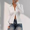 Women's Elegant Solid Colour Textured Long Sleeve Fashion Shirt