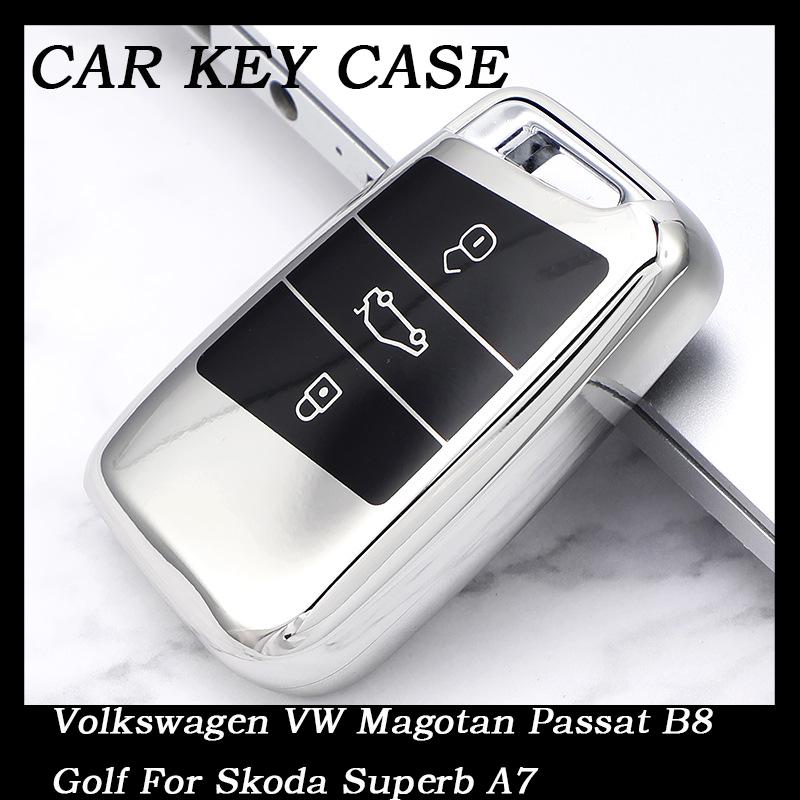 Новый мягкий ТПУ чехол для ключа дистанционного управления автомобилем, держатель, оболочка, брелок для Volkswagen VW Magotan Passat B8 Golf для Skoda Superb A7, аксессуары