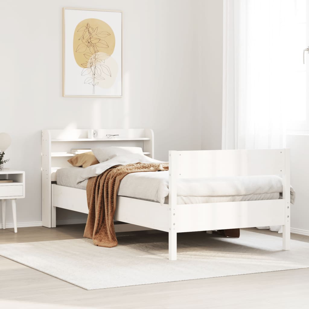 Vidaxl Rama Łóżka Bez Materaca, Biała, 90X190 Cm, Lite Drewno Sosnowe