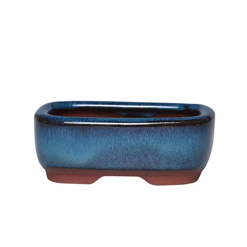 Дышащий прямоугольный горшок из фиолетовой глины для суккулентов и папоротников