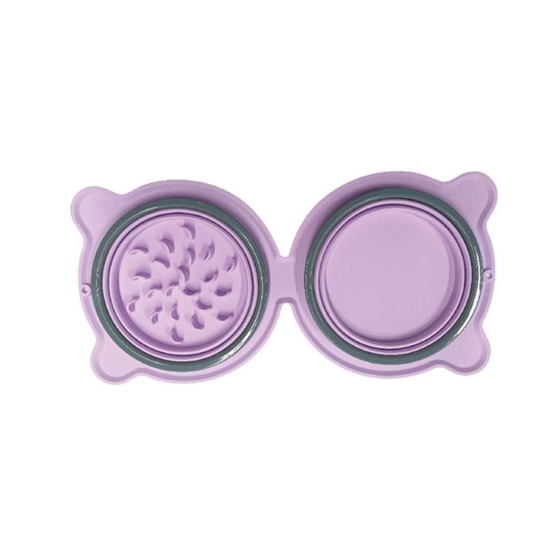 Dog Slow Feeding Bowl Silicone Pet Food Bowl Pet Dogs Outdoor Travel Feeding Bowl Foldable Food Feeder Bowl Dog Dishware