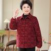 Elderly Women's Floral Corduroy Padded Jacket