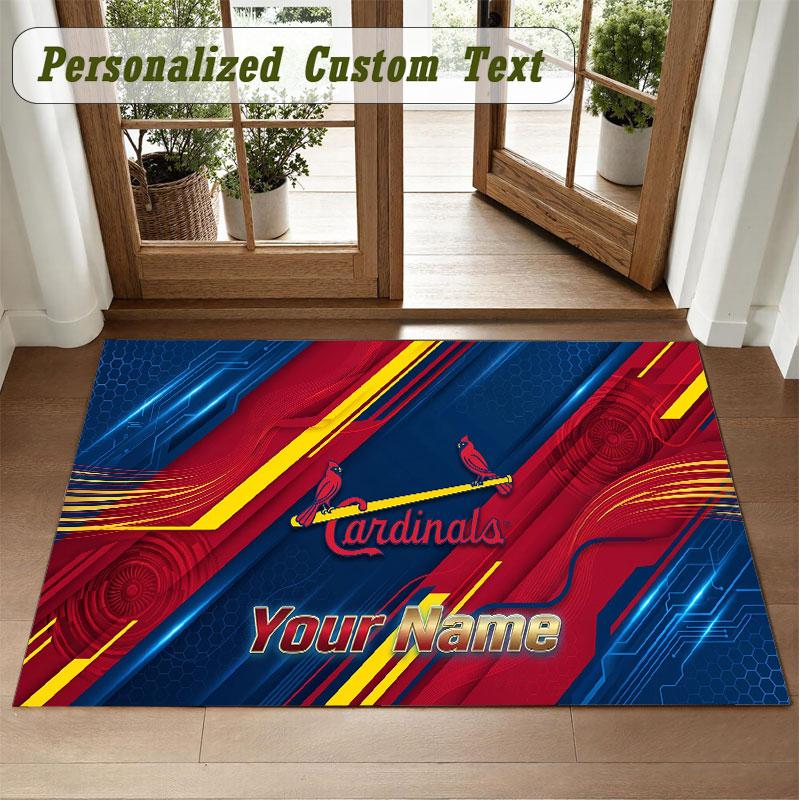 Crystal Velvet Square Rug Custom NameSt. Louis Cardinals Pattern Non Slip Home Floor Decor Rug