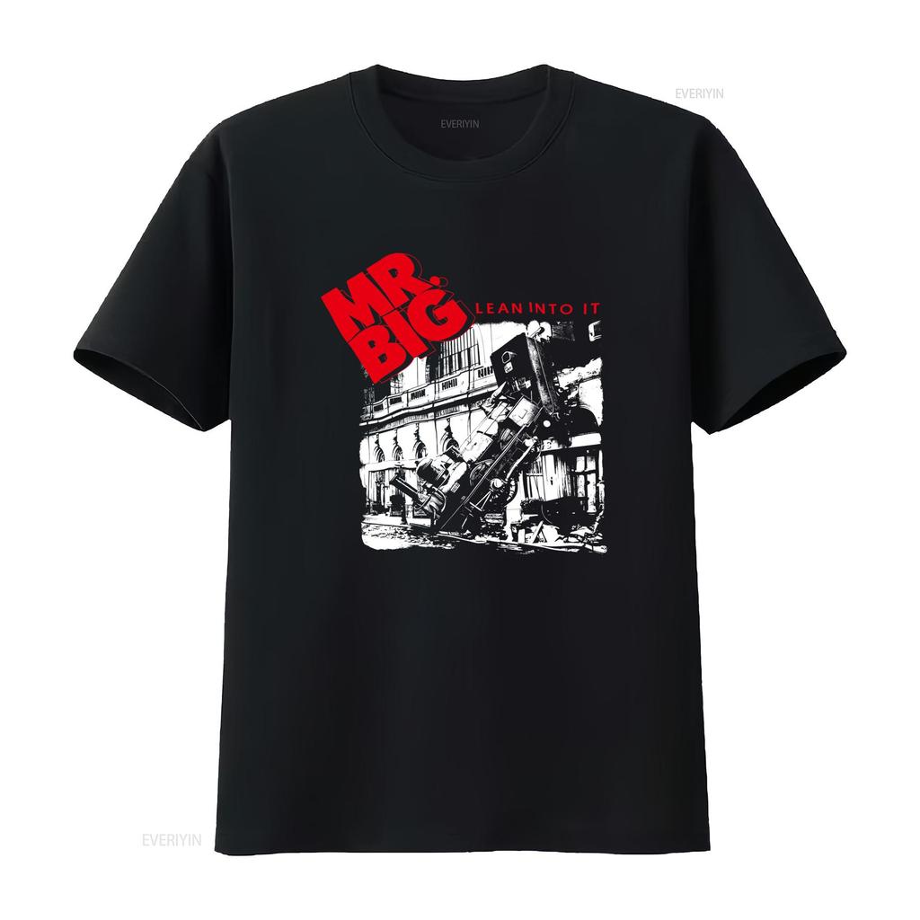 Mr Big Lean Into It Cotton Black Unisexs T Shirt Size S 5xl Retro Industrial Design Print Vintage Soft Stylish Fashion