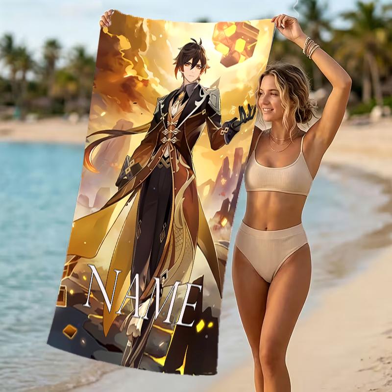 Customizable personalized beach towels Genshin Impact characters themed designs.Suitable for the beach, yoga, sports;ideal as beach accessories