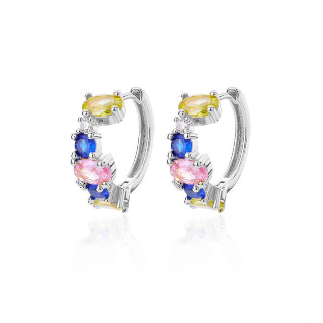 Женские мини-серьги с радужным цирконием из нержавеющей стали, геометрические круглые серьги, роскошные ювелирные изделия для свадебной вечеринки, подарок Bff
