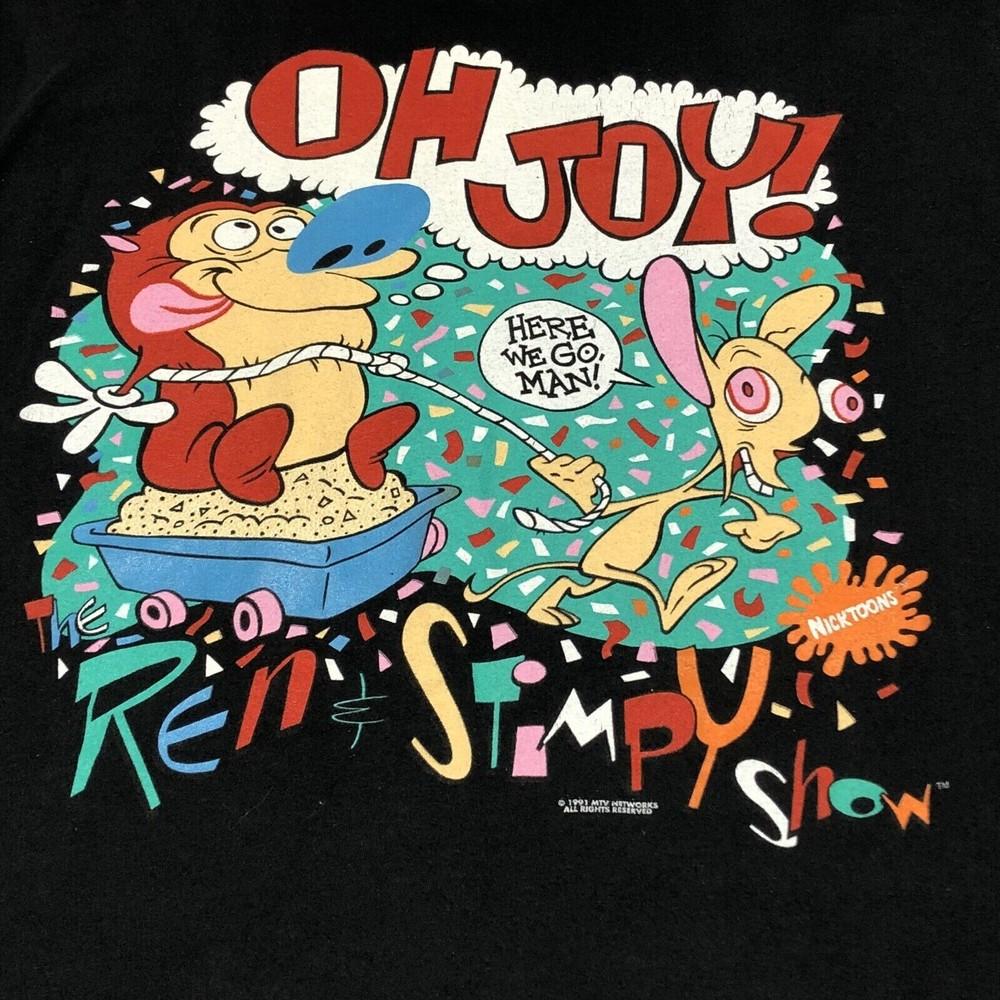 Футболка Ren And Stimpy Show Oh Joy Унисекс Хлопковая футболка Все размеры VN2164 Унисекс Футболка