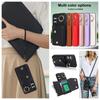 Anti Fall Ring Multi Card Zippered Wallet with Short Hand Rope and Long Hanging Rope Phone Cover Case for iPhone Series/Samsung Series