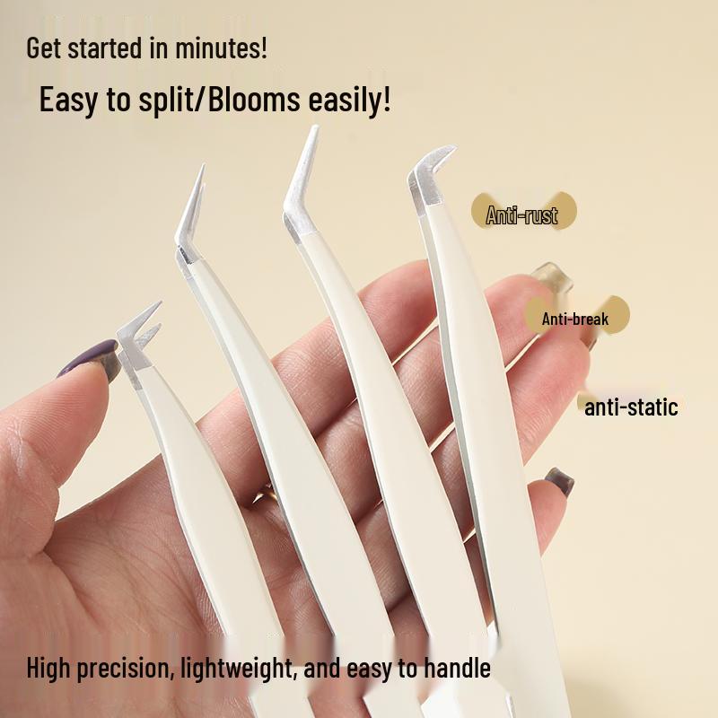 Professional Eyelash Tool Set: Gold Feather & Eagle Beak Clips, 7-Shaped Clip, High-Precision Tweezers, Eyelash Curler.