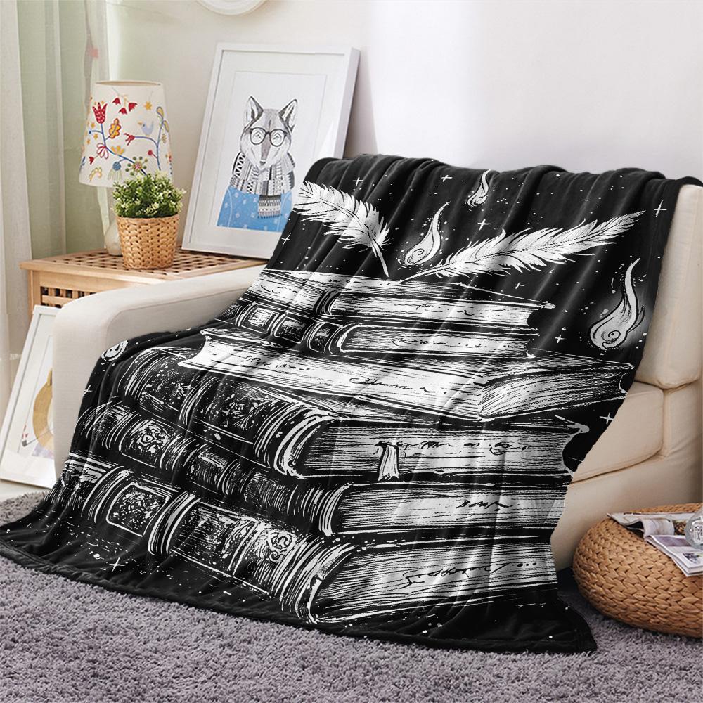 Books Print Flannel Blanket, High quality Comfortable for All Seasons, Home Decor, Warmth and Comfort