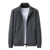 Men's Solid Color Stand Collar Cardigan Sweater with Velvet, Customizable Logo, Spring/Autumn Casual Sports Jacket.