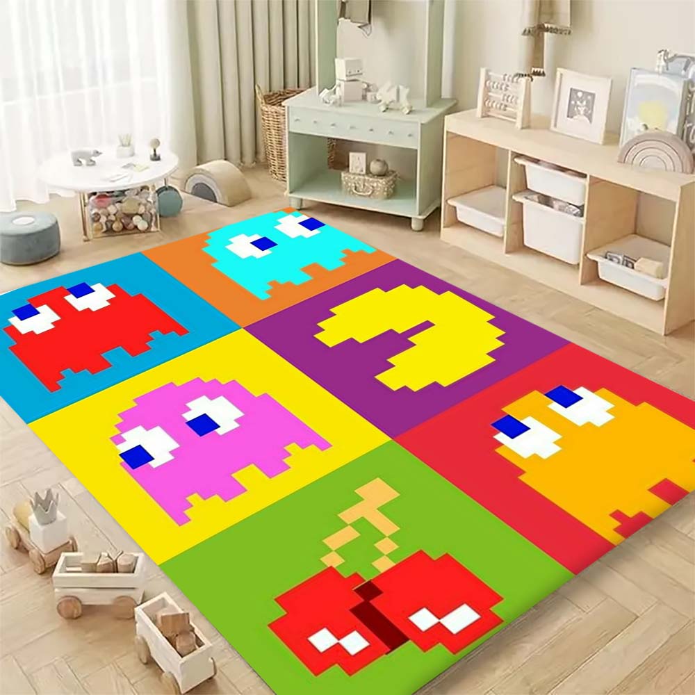 Ковер с тематикой игры Pac-Man, нескользящий, круглый, для игровой комнаты, спальни, гостиной, напольный коврик, декор