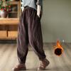 Plus Velvet Thickened All-match Casual Pants Women's Autumn and Winter Stitching Harem Pants Are Thin and Leg-length Warm Pants