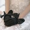White Romantic Bridal Short Satin Gloves Girl Formal Tea Party Elegant Dress Pearl Wrist Bow Gloves Wedding Accessories