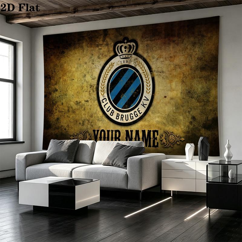 Custom Name Club Brugge KV Printed Tapestry – Wall Hanging for Bedrooms, Dorms, and Home Decor