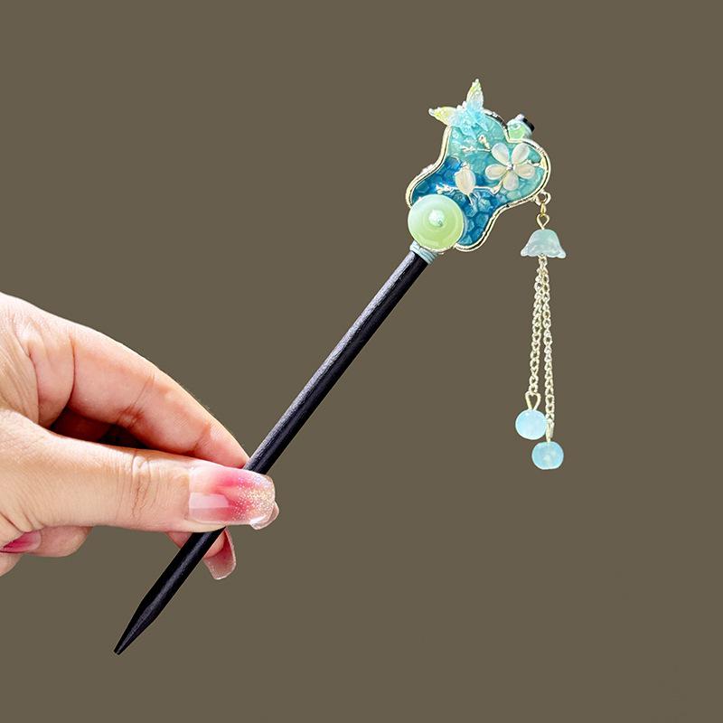Эбеновая заколка для волос с кисточками - Дизайн бананового листа для причесок ханьфу