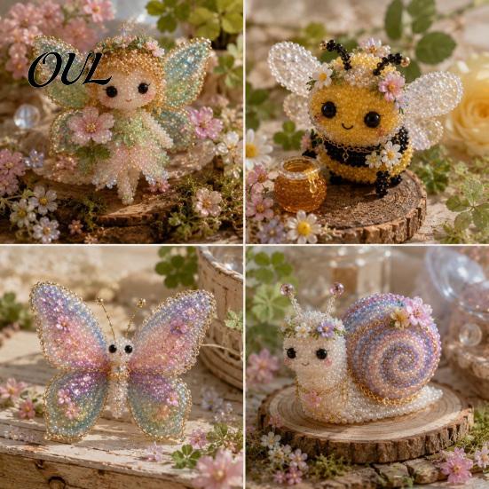 DIY Beading Animal Kit 1 Set 3D Beaded Kit, Art Crafts with Handmade Craft Instructions, Insect Bird Fairy for Kids Adults Beginners